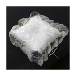 Cojín Para Alianzas Bordado Y Con Flores Malva