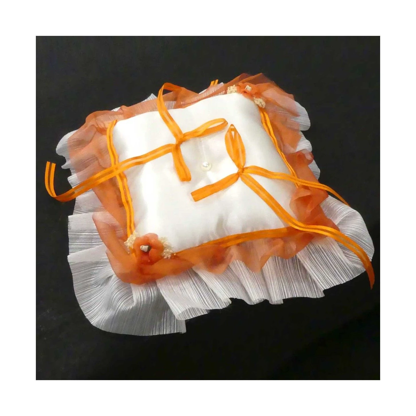 Cojín Para Alianzas Decorado Con Detalles Naranja 3 Cojín Para Alianzas Decorado Con Detalles Naranja