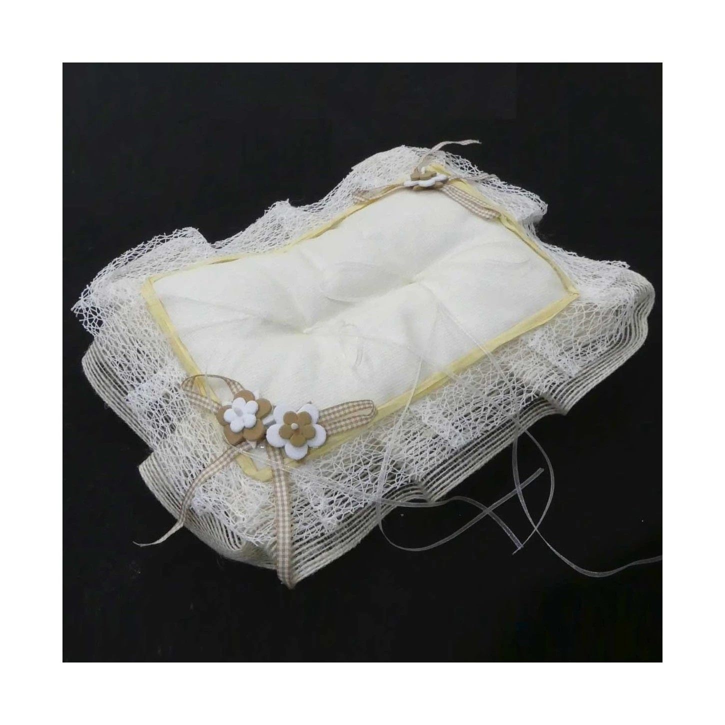 Cojín Para Alianzas Decorado Con Yute 21x14x4cm 3 Cojín Para Alianzas Decorado Con Yute 21x14x4cm