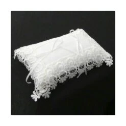 Cojín Para Arras Decorado Con Guipur Blanco 20x11x5cm