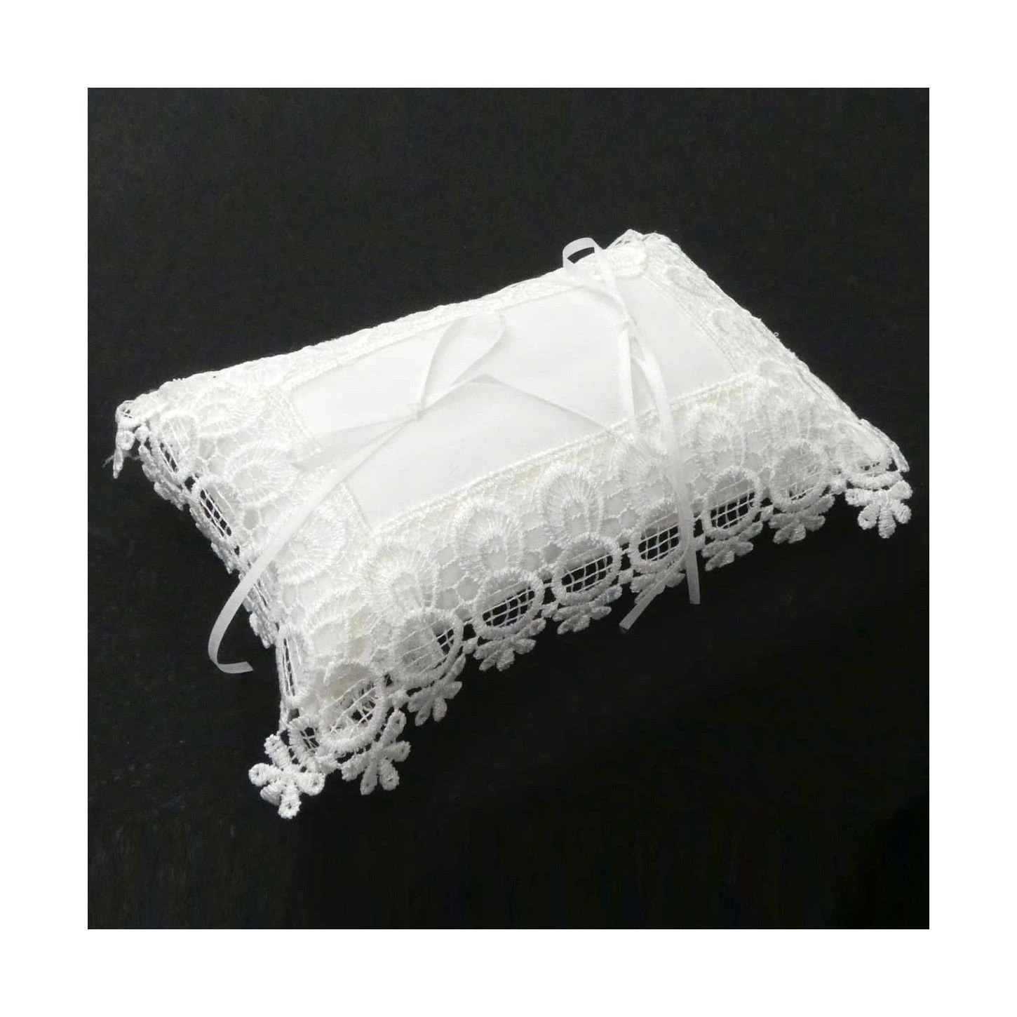 Cojín Para Arras Decorado Con Guipur Blanco 20x11x5cm 3 Cojín Para Arras Decorado Con Guipur Blanco 20x11x5cm