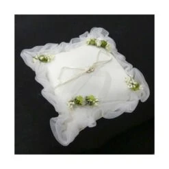 Cojín Para Arras Decorado Con Organdí 17x17x6cm