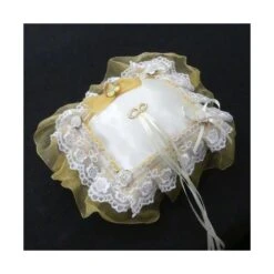 Cojín Para Arras Decorado Con Volante Dorado 15x13x5cm