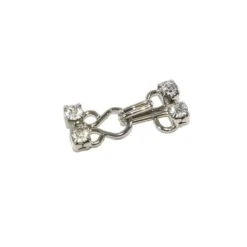 Corchete Plateado Con Strass Blanco 25mm -Merceria Botton corchete plateado con strass blanco 25mm 1