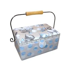 Costurero Con Asa Forja Flores Y Lunares. 25x17x13cm