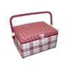 Costurero Cuadros Y Flores Granate. 25x18x14cm -Merceria Botton costurero cuadros y flores granate 25x18x14cm