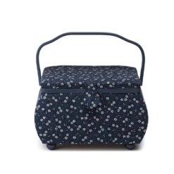 Costurero De Flores Japonesas Azul Marino. 29x20x18cm