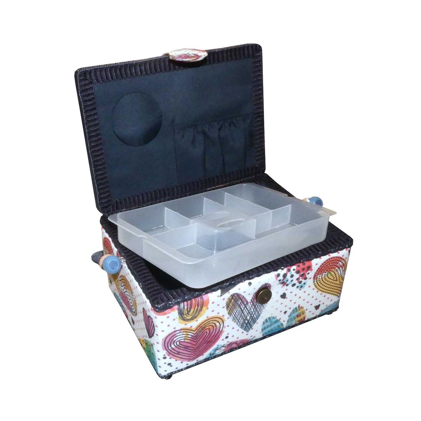 Costurero Estampado Corazones Colores. 24x18x14cm 4 Costurero Estampado Corazones Colores. 24x18x14cm - Imagen 2