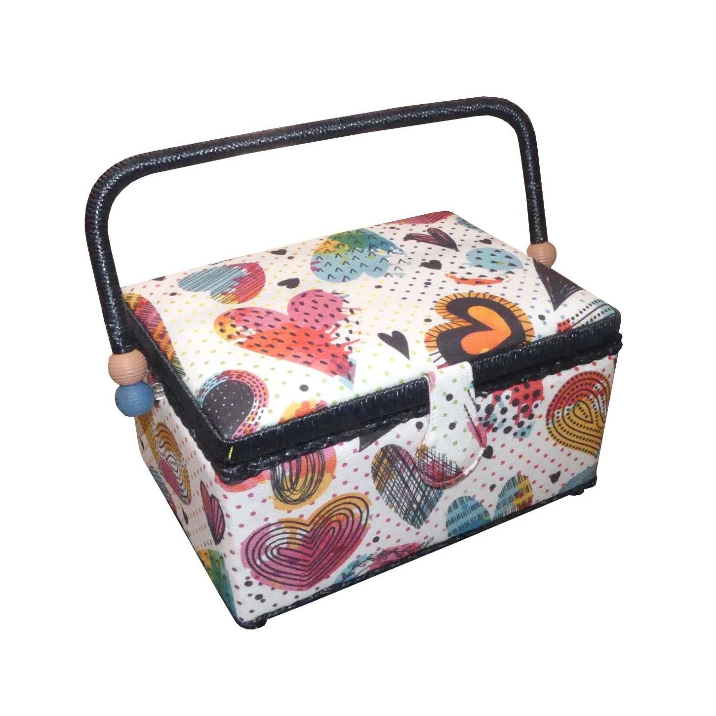 Costurero Estampado Corazones Colores. 24x18x14cm 3 Costurero Estampado Corazones Colores. 24x18x14cm