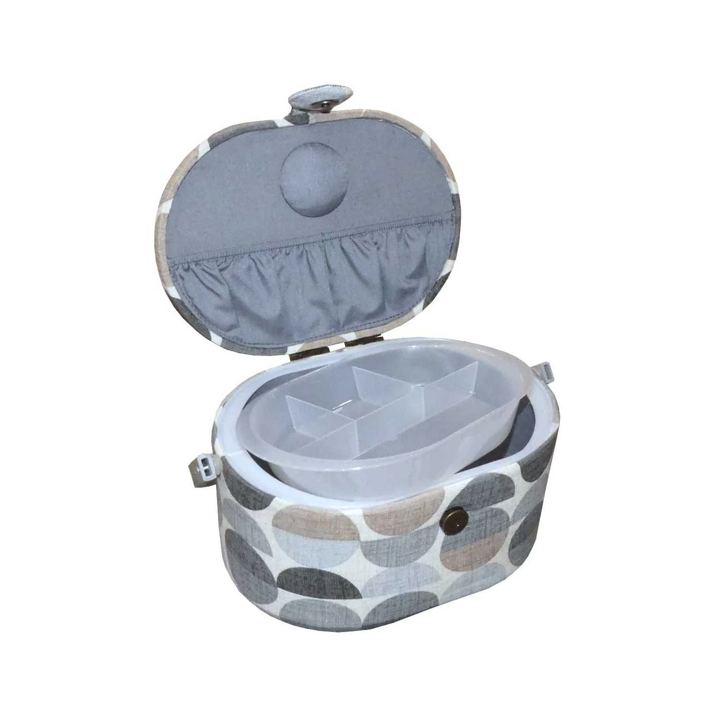 Costurero Estampado Lunares Grandes Gris. 24x16x13cm 4 Costurero Estampado Lunares Grandes Gris. 24x16x13cm - Imagen 2