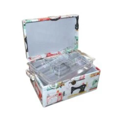 Costurero Estampado Máquinas Coser Y Flores. 24x17x13cm -Merceria Botton costurero estampado maquinas coser y flores 24x17x13cm 1