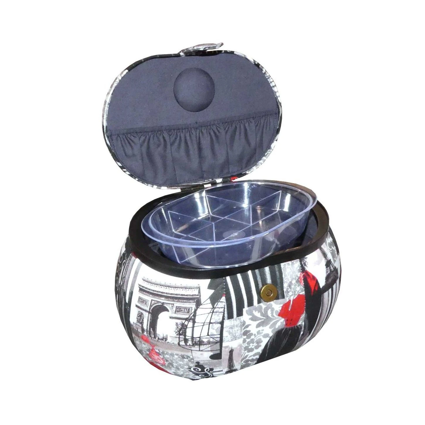 Costurero Estampado Moda París Ovalado. 26x19x18cm 4 Costurero Estampado Moda París Ovalado. 26x19x18cm - Imagen 2