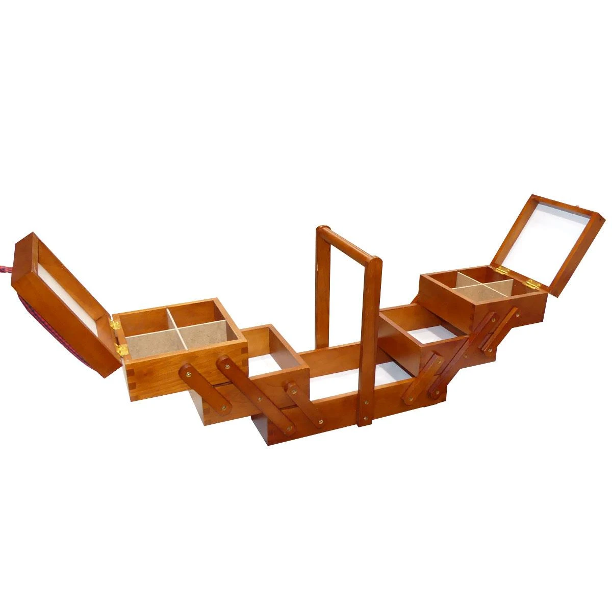 Costurero Extensible Madera Y Vichy. Rojo Y Azul 4 Costurero Extensible Madera Y Vichy. Rojo Y Azul - Imagen 2