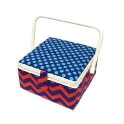 Costurero Lunares Y Zigzag Colores. 23x23x12cm