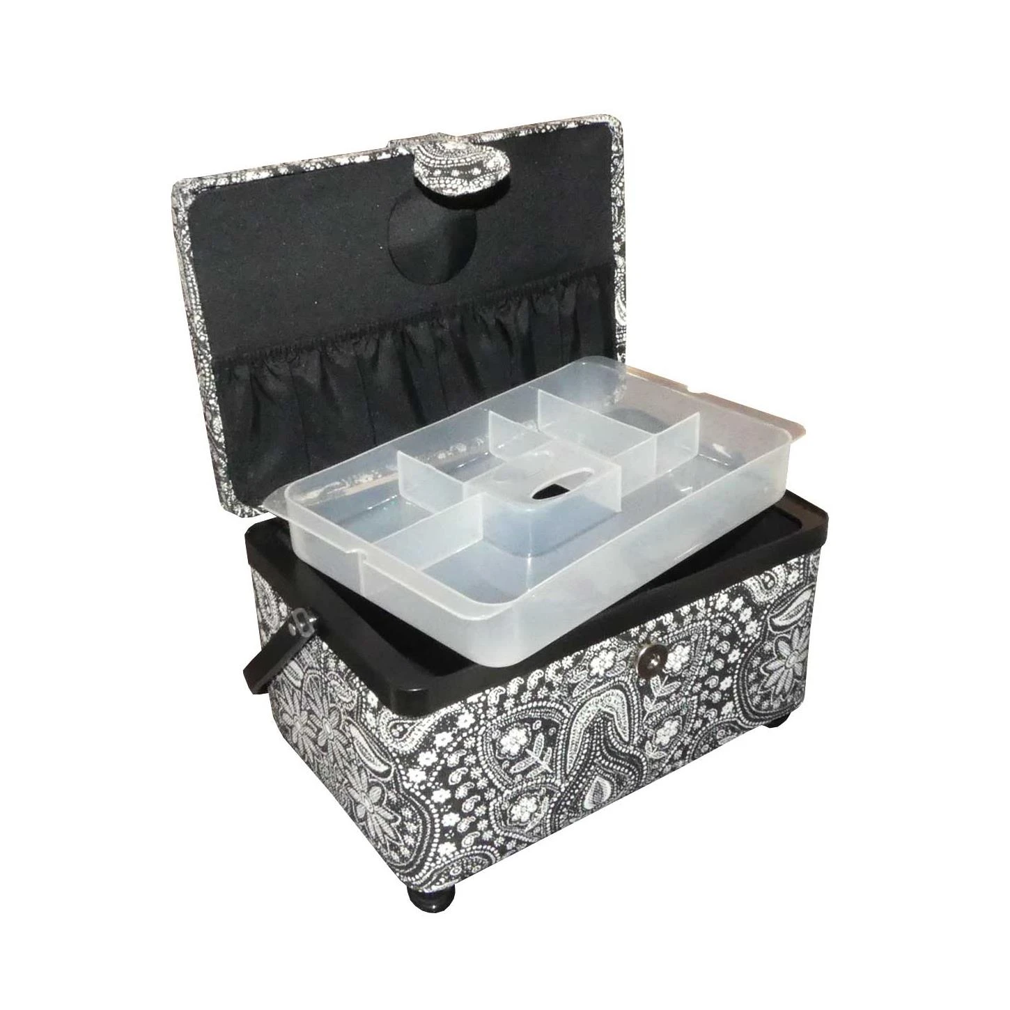 Costurero Mediano Cachemir Blanco Y Negro. 24x16x14cm 4 Costurero Mediano Cachemir Blanco Y Negro. 24x16x14cm - Imagen 2