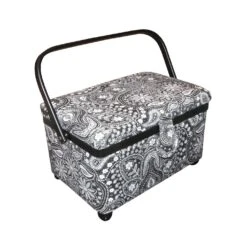 Costurero Mediano Cachemir Blanco Y Negro. 24x16x14cm