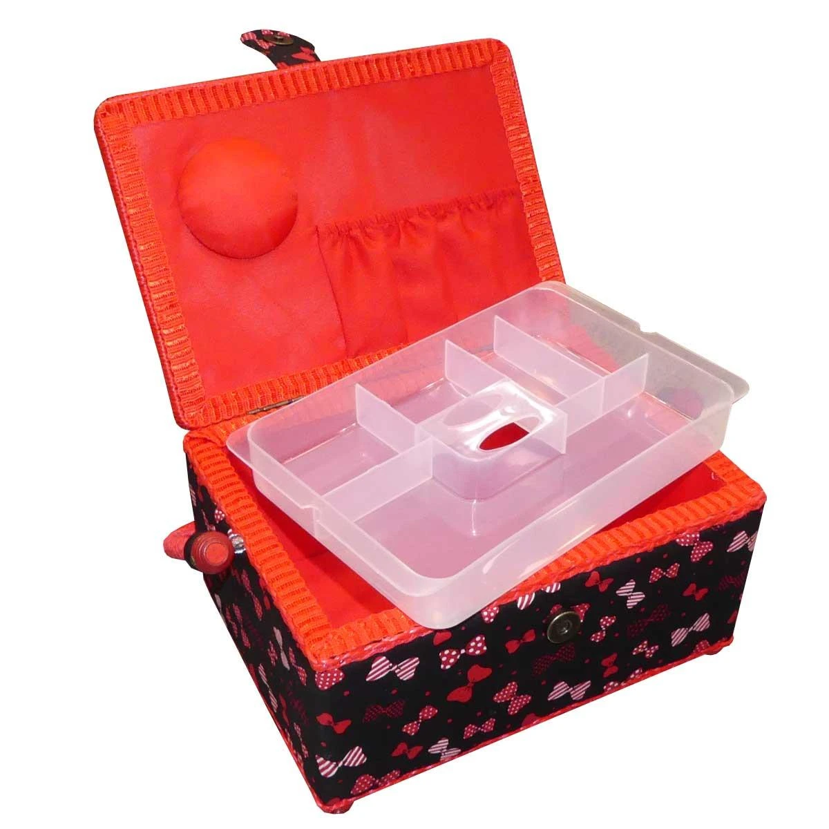 Costurero Mediano Lazos Negro Y Rojo. 25x18x14cm 4 Costurero Mediano Lazos Negro Y Rojo. 25x18x14cm - Imagen 2