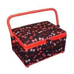 Costurero Mediano Lazos Negro Y Rojo. 25x18x14cm