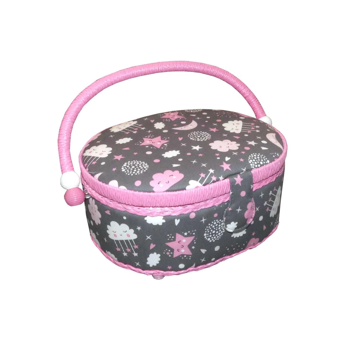 Costurero Ovalado Lunas Y Nubes Rosa. 23x17x11cm 3 Costurero Ovalado Lunas Y Nubes Rosa. 23x17x11cm