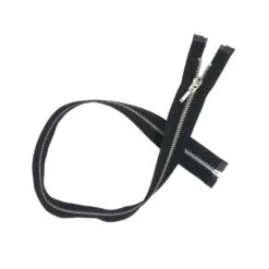 Cremallera Negra Diente Plata Nº5 80cm Con Separador