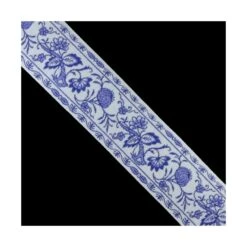 Cubrecosturas Bordado Cenefa Floral Azul 5cm