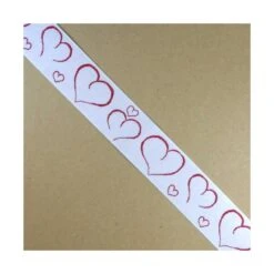 Cubrecosturas Estampado Corazones Rojo Y Blanco 3cm