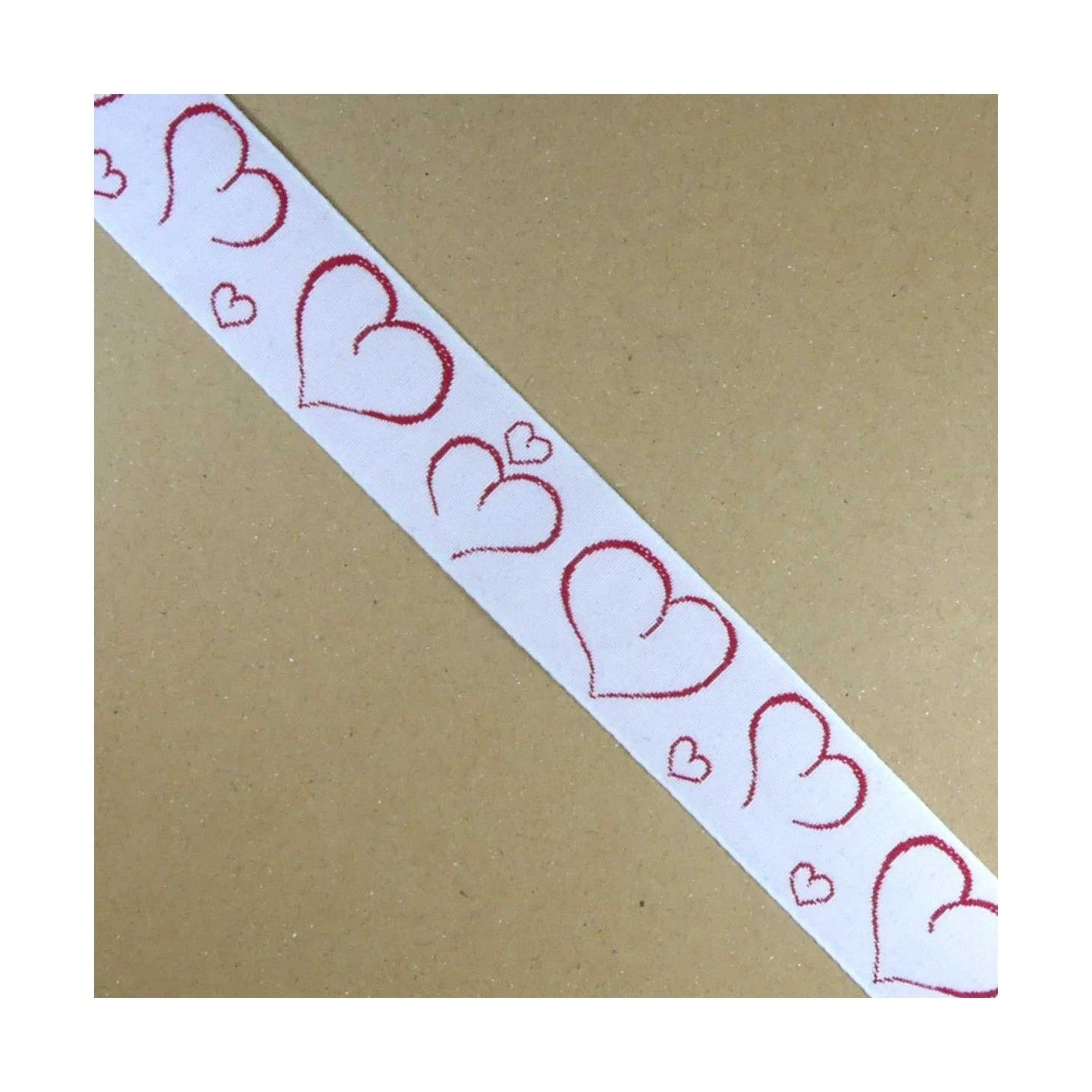 Cubrecosturas Estampado Corazones Rojo Y Blanco 3cm 3 Cubrecosturas Estampado Corazones Rojo Y Blanco 3cm