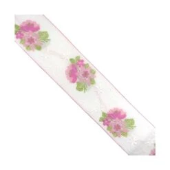 Cubrecosturas Estampado Floral Blanco Y Rosa 48mm