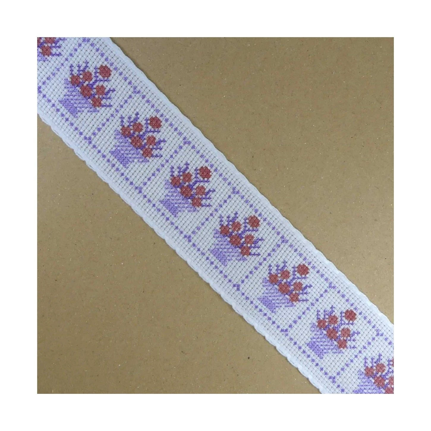 Cubrecosturas Panamá Con Cesta De Flores Púrpura 5cm 3 Cubrecosturas Panamá Con Cesta De Flores Púrpura 5cm