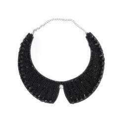 Cuello Collar Con Tupis Y Rocalla. Negro
