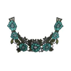 Cuello Guipur Flores Tonos Verdes