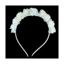 Diadema Con Flores De Tul Y Paniculata. Blanco -Merceria Botton diadema con flores de tul y paniculata blanco2 1