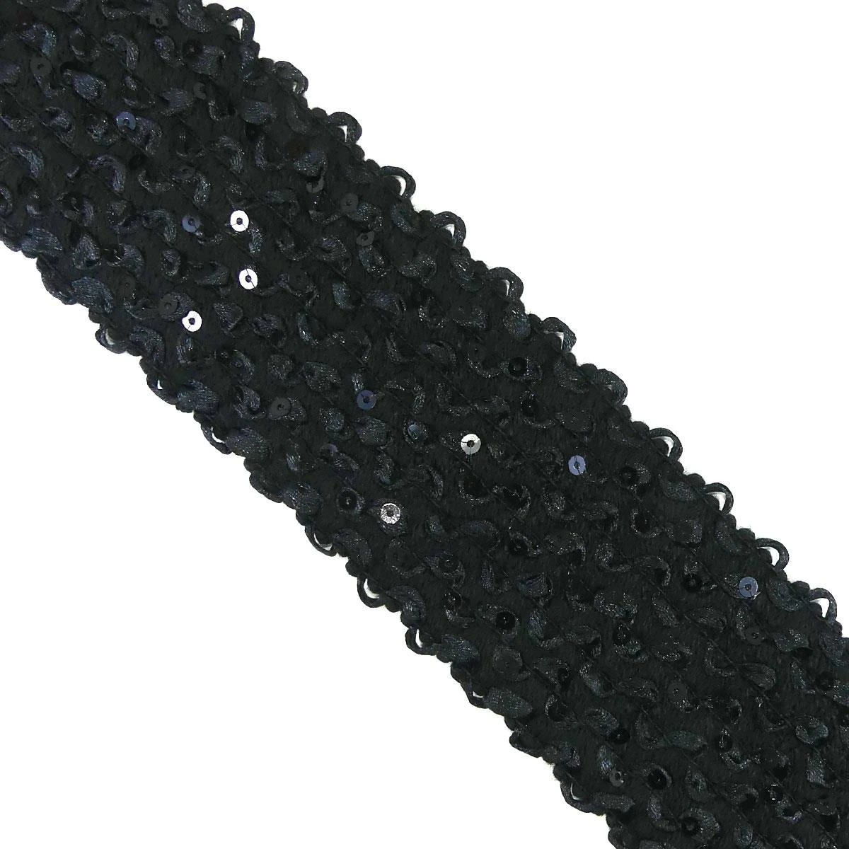 Elástico Bordado Con Lentejuela 6cm. Negro 3 Elástico Bordado Con Lentejuela 6cm. Negro