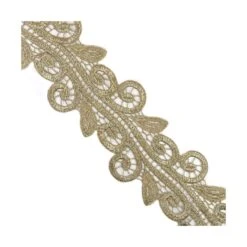 Encaje De Guipur Con Hojas 6,5cm. Oro Fuerte