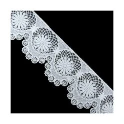 Encaje De Guipur óvalos Y Flores 6cm. Blanco Y Negro