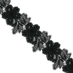 Encaje Guipur Negro De Flores Con Perlas 9,5cm 8 Encaje Guipur Negro De Flores Con Perlas 9,5cm -Merceria Botton encaje guipur negro de flores con perlas 95mm 1