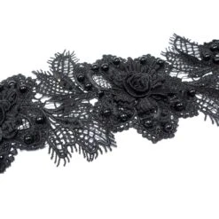 Encaje Guipur Negro De Flores Con Perlas 9,5cm 9 Encaje Guipur Negro De Flores Con Perlas 9,5cm -Merceria Botton encaje guipur negro de flores con perlas 95mm 2