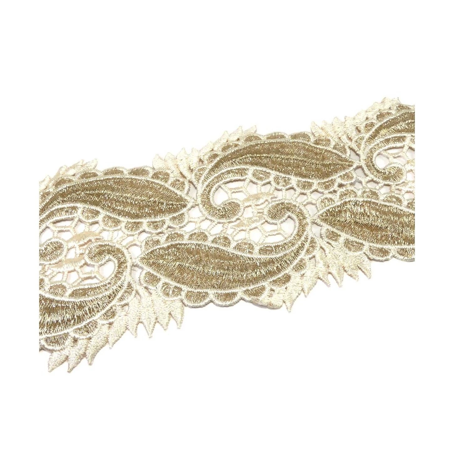 Encaje Guipur Oro Y Crudo 9cm. Cachemir 4 Encaje Guipur Oro Y Crudo 9cm. Cachemir - Imagen 2