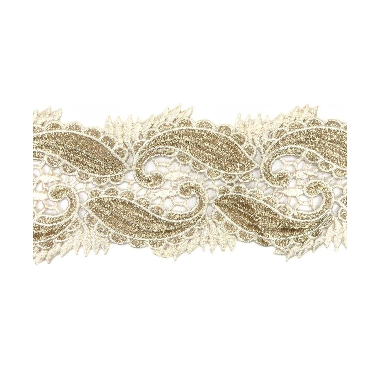 Encaje Guipur Oro Y Crudo 9cm. Cachemir 3 Encaje Guipur Oro Y Crudo 9cm. Cachemir