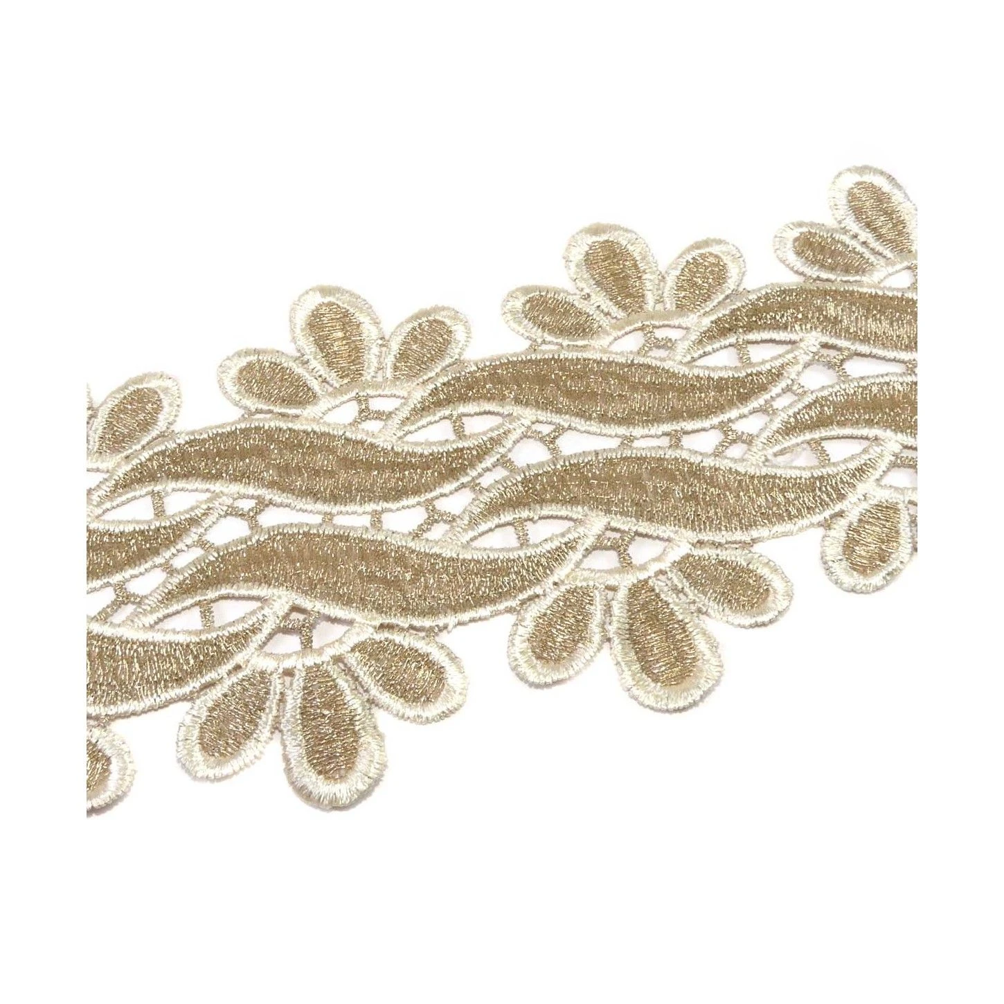 Encaje Guipur Oro Y Crudo 9cm. Orla 4 Encaje Guipur Oro Y Crudo 9cm. Orla - Imagen 2