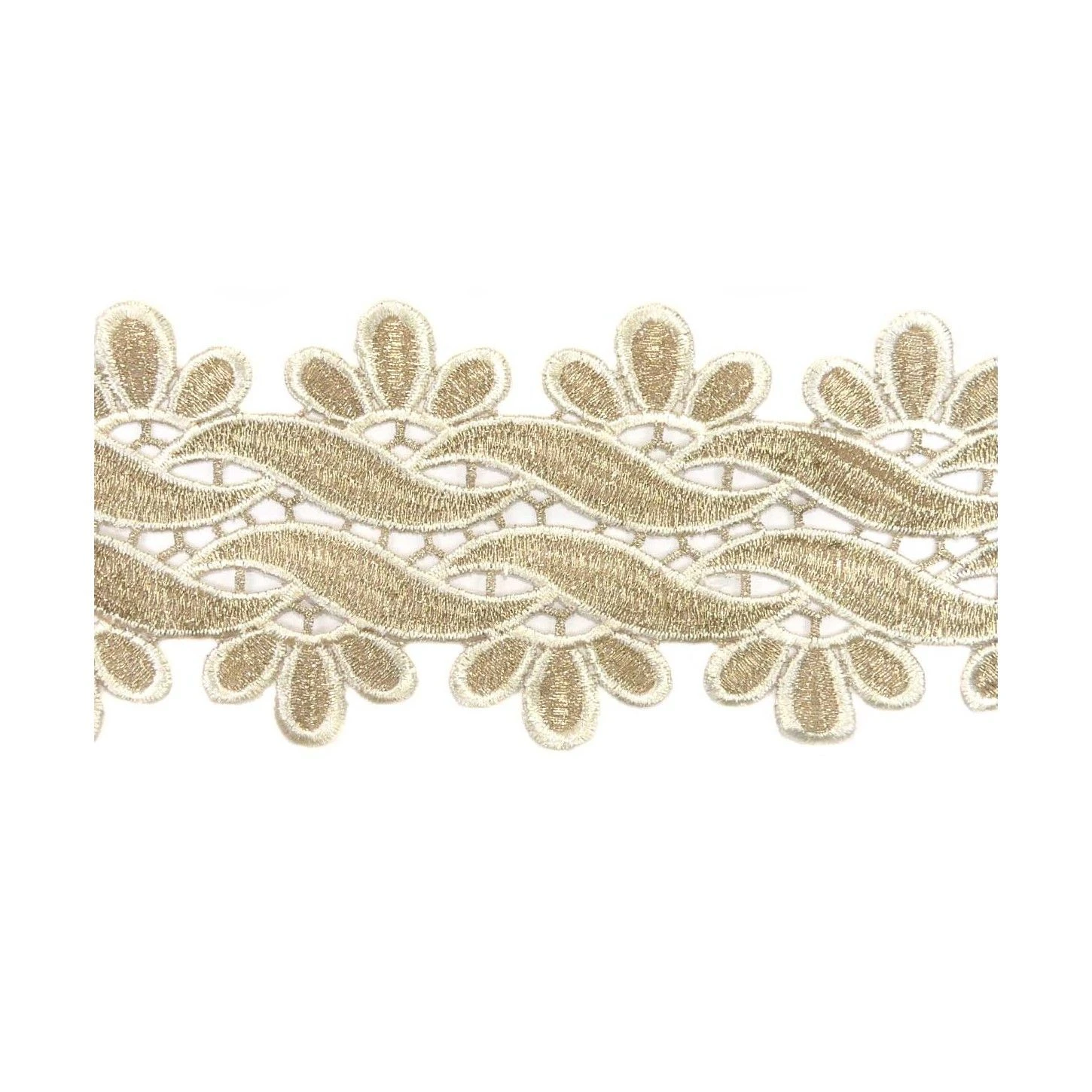 Encaje Guipur Oro Y Crudo 9cm. Orla 3 Encaje Guipur Oro Y Crudo 9cm. Orla