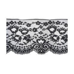 Encaje Puntilla De Nylón Conjunto Floral 13cm. Negro