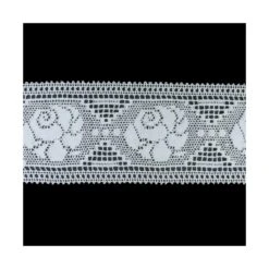 Entredós Bolillo Blanco Algodón 75mm. Rosas