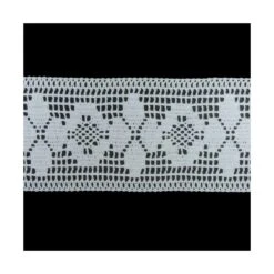 Entredós Bolillo Blanco Diseño Flores 9cm