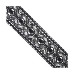 Entredós Bolillo Malla Y óvalos Negro 55mm