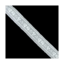 Entredós Bordado Algodón Blanco 2cm. Floral