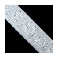 Entredós Bordado Algodón Blanco 5cm. Mariposas