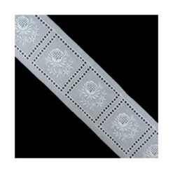 Entredós Bordado Blanco 5cm. Ramo Flor