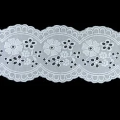 Entredós Bordado Blanco 8cm. Conjunto Flores