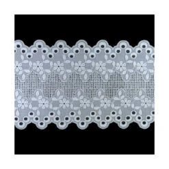 Entredós Bordado Blanco Flores Y Círculos 12cm